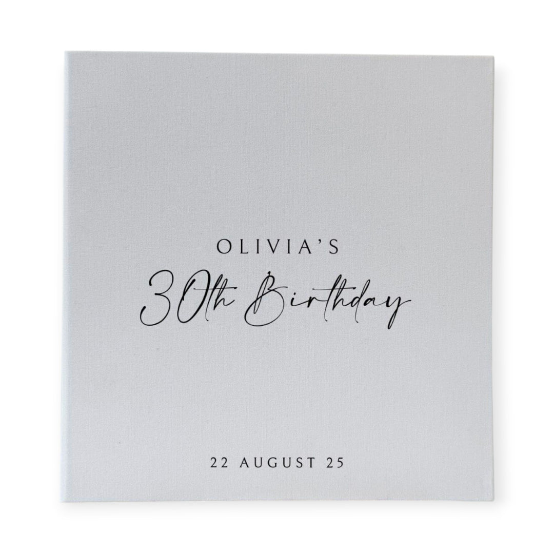 Elegant Birthday Photo Album Self-Adhesive Pages Black Linen