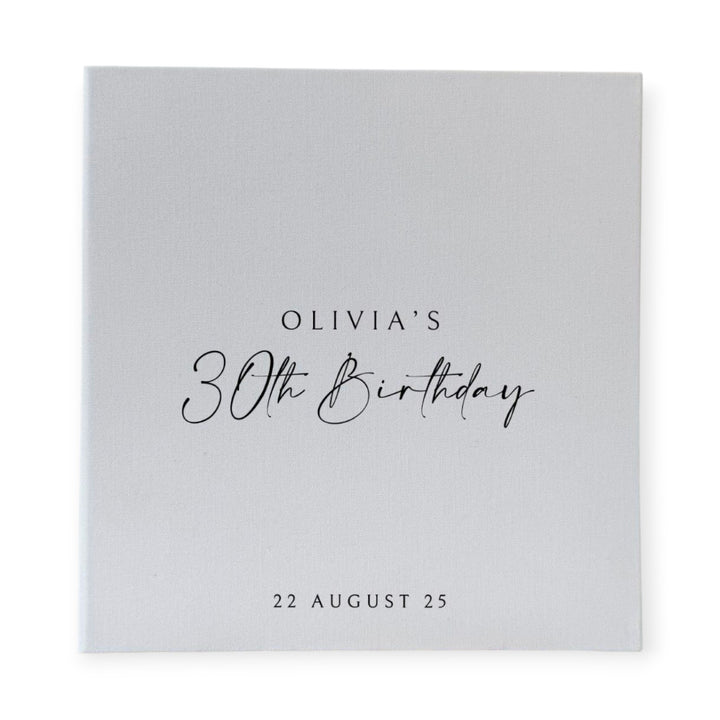 Elegant Birthday Photo Album Self-Adhesive Pages Black Linen