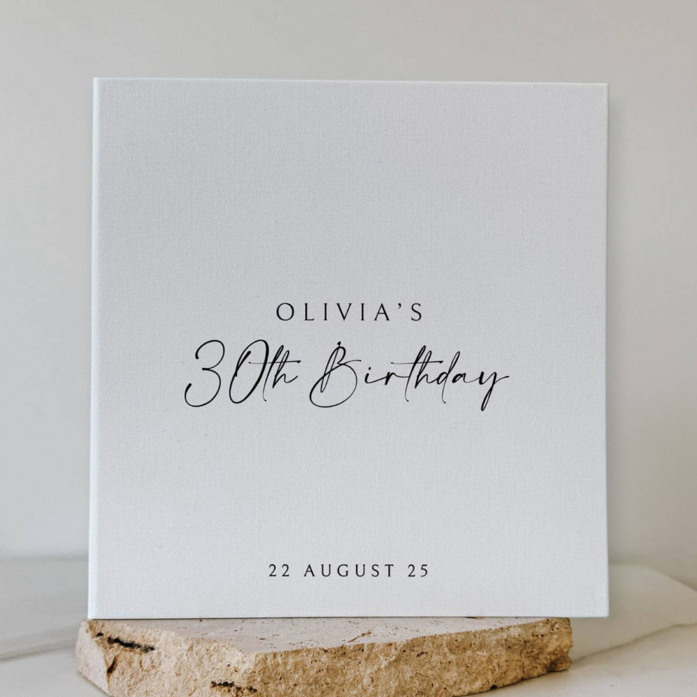 Elegant Birthday Photo Album Self-Adhesive Pages Black Linen