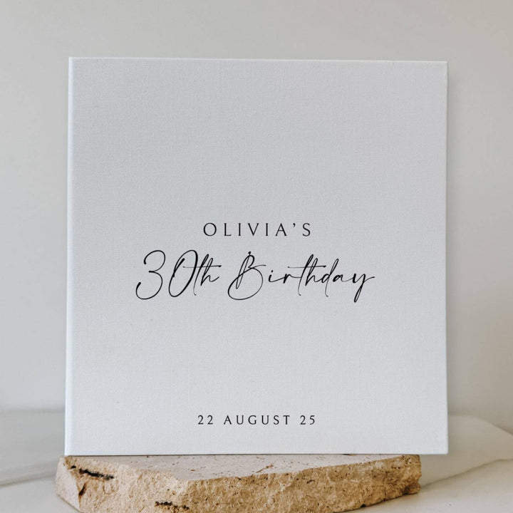 Elegant Birthday Photo Album Self-Adhesive Pages Black Linen