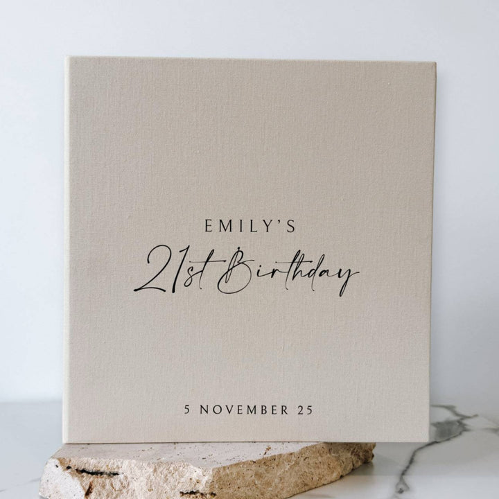 Elegant Birthday Photo Album Self-Adhesive Pages Almond Linen