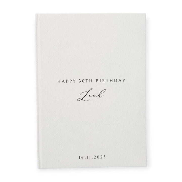 Personalised Birthday Guest Book Ivory Linen Binding