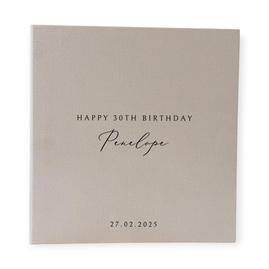 Personalised Birthday Photo Album Self-Adhesive Binding Sage Linen
