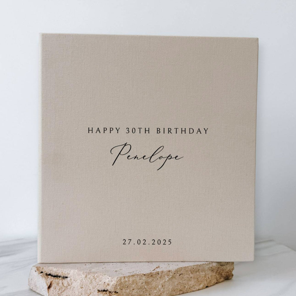 Personalised Birthday Photo Album Self-Adhesive Binding Sage Linen