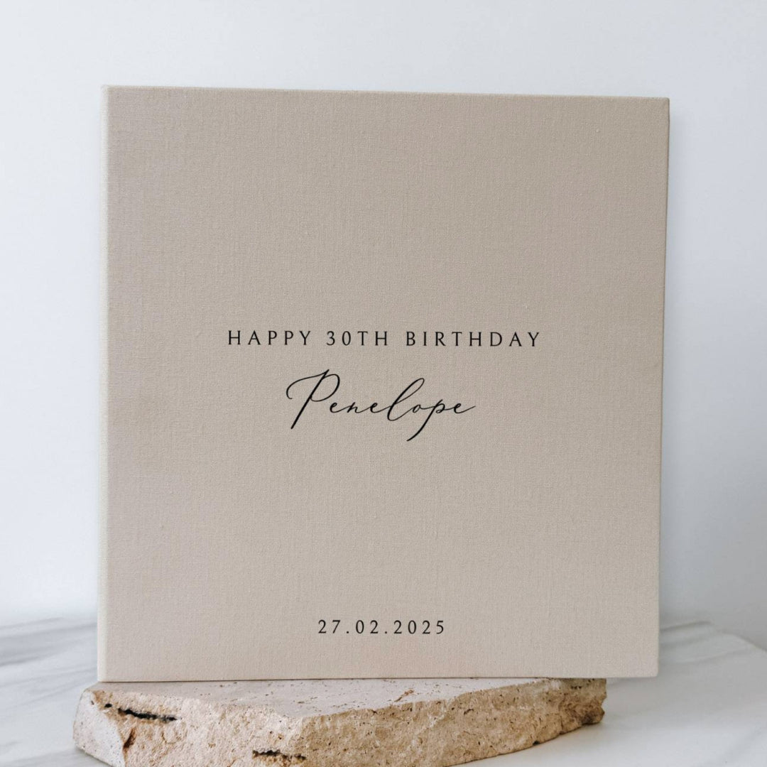 Personalised Birthday Photo Album Self-Adhesive Binding Sage Linen