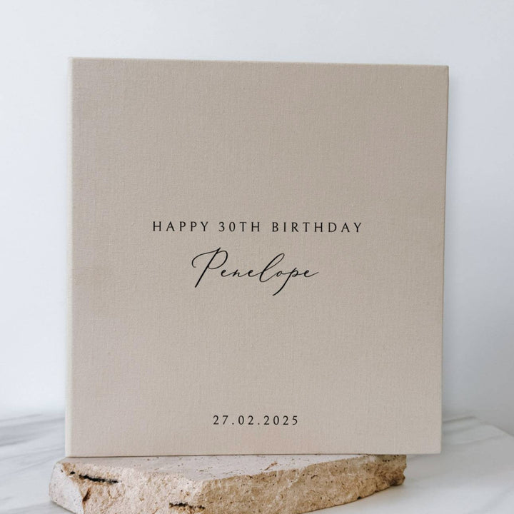 Personalised Birthday Photo Album Self-Adhesive Binding Sage Linen