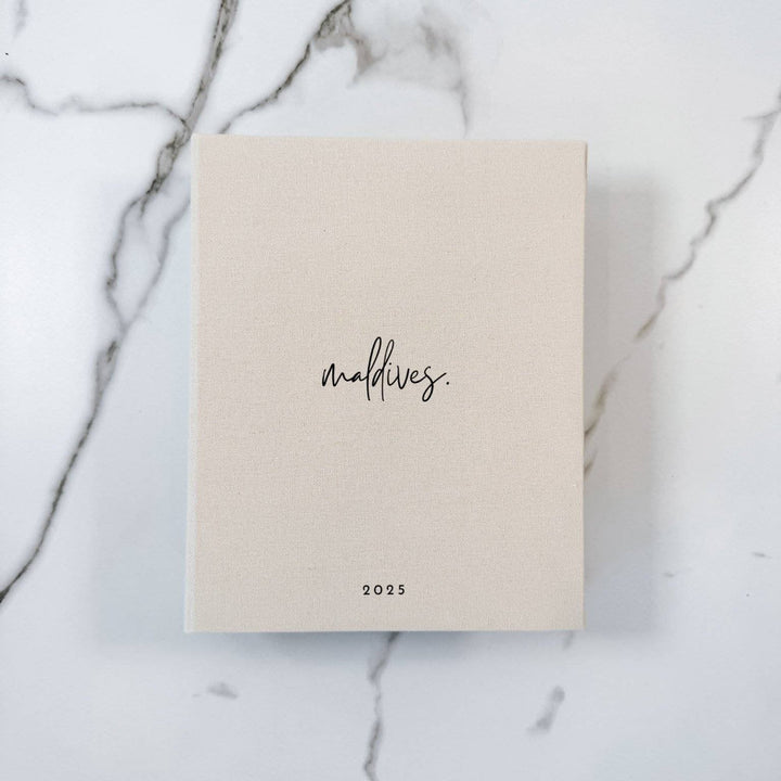 Personalised Travel Photo Album Linen Cover Black