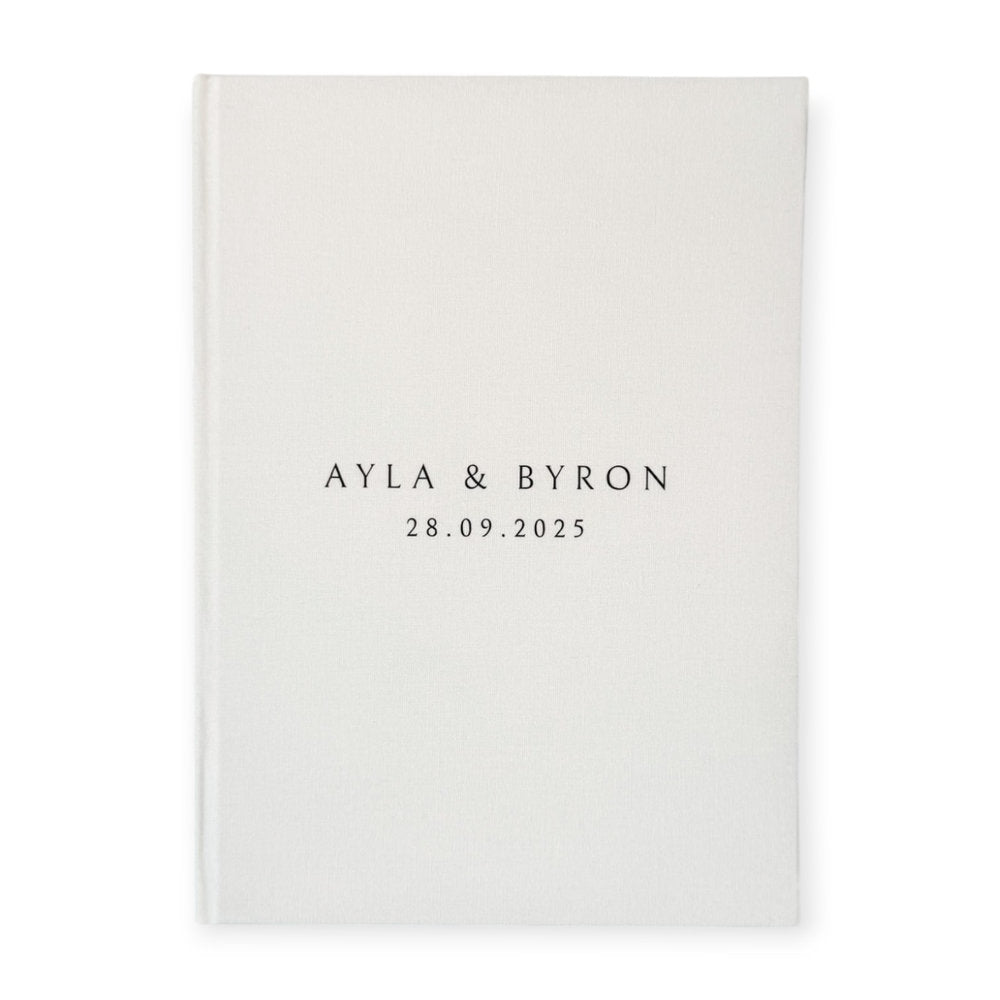 Classic Linen Wedding Guest Book Ivory