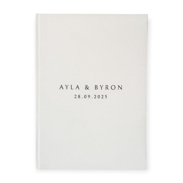 Classic Linen Wedding Guest Book Ivory