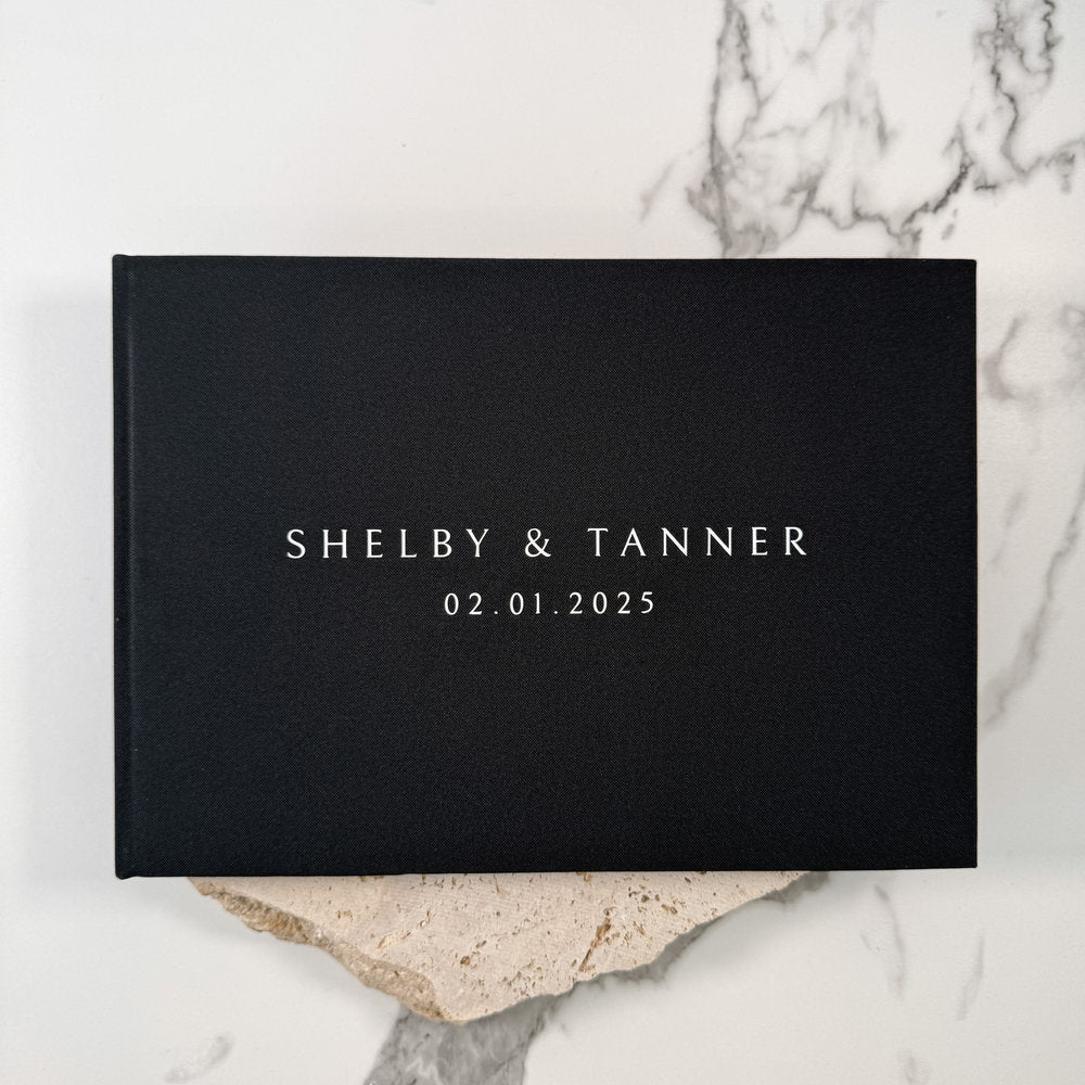 Elegant Wedding Guest Book Black Colour Cover