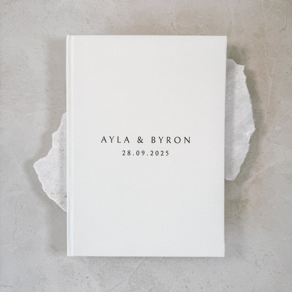 Classic Linen Wedding Guest Book Ivory