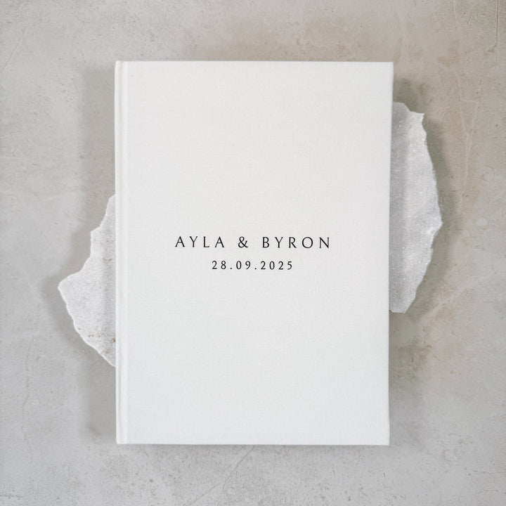 Classic Linen Wedding Guest Book Ivory
