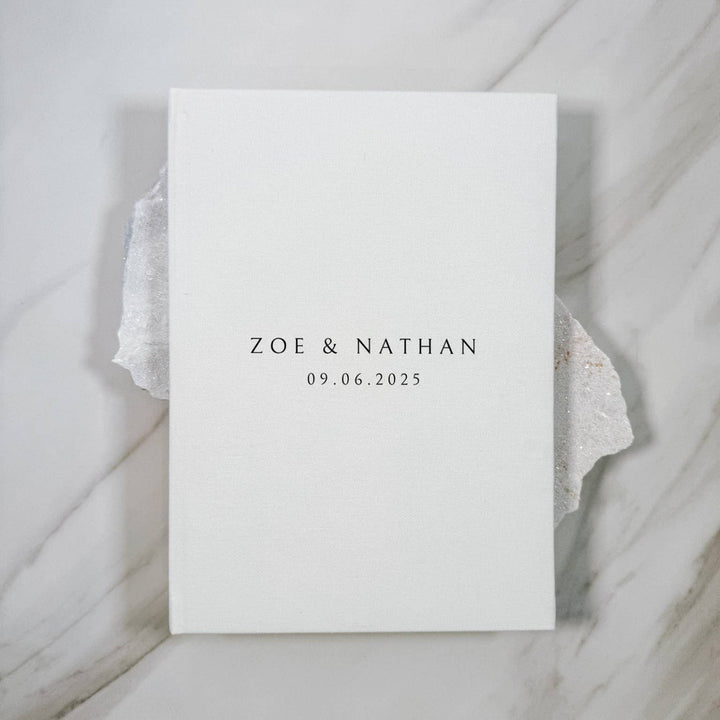 Classic Linen Wedding Guest Book Ivory