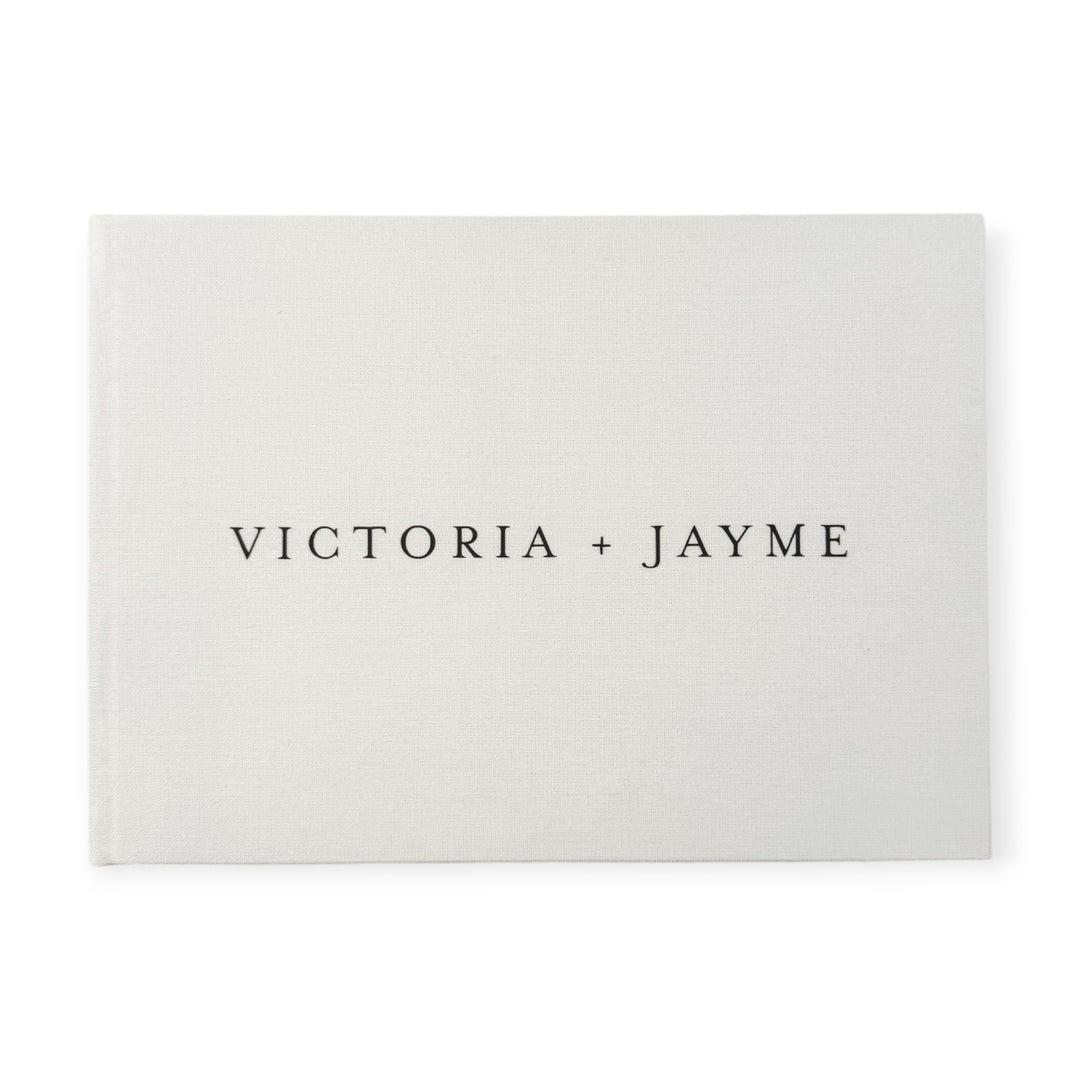 Personalised wedding guest book linen cover