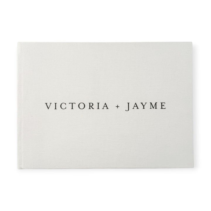 Personalised wedding guest book linen cover
