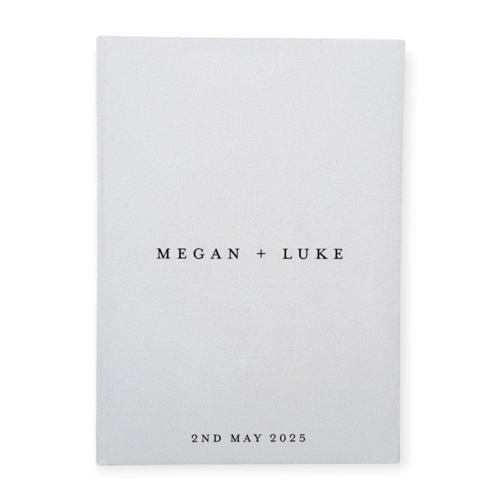 White Wedding Reception Guest Book Linen Cover