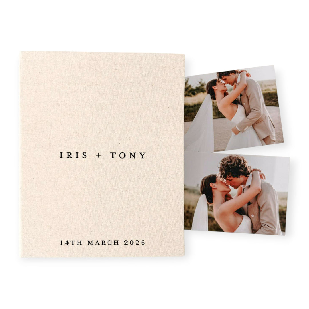 Personalised Wedding Photo Album Sage Linen Design