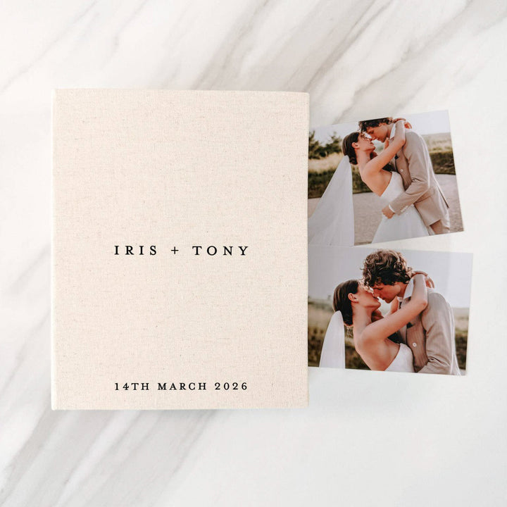 Personalised Wedding Photo Album Sage Linen Design