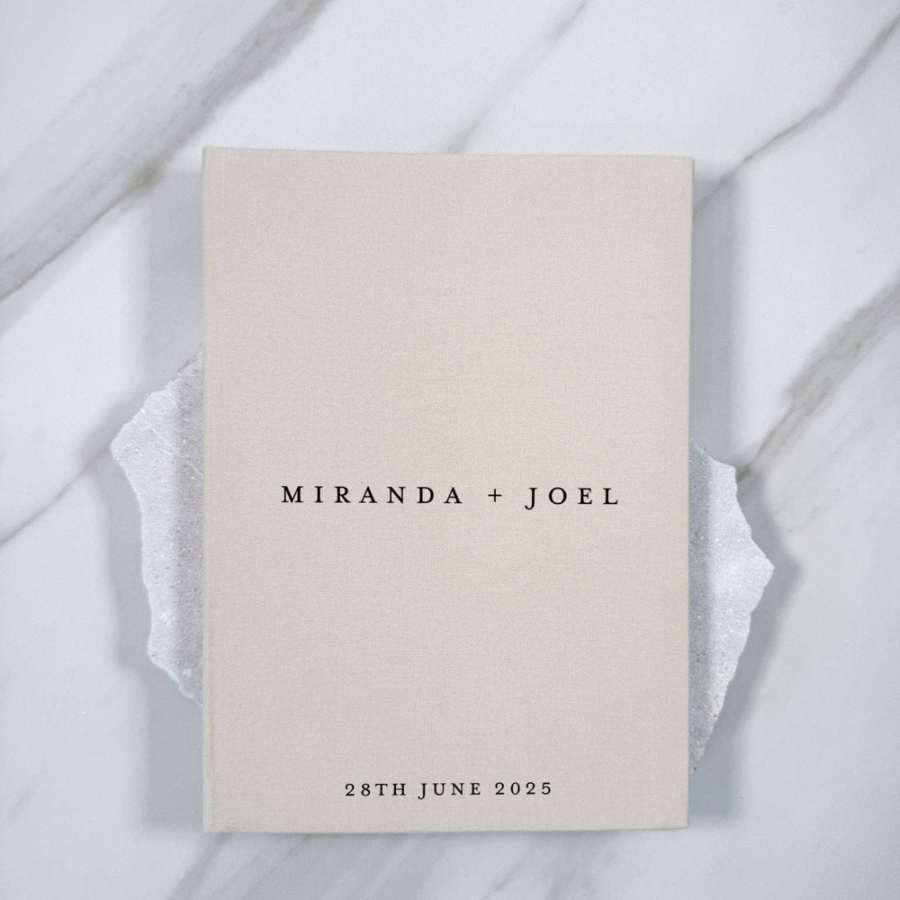 Almond Wedding Reception Guest Book Linen Cover