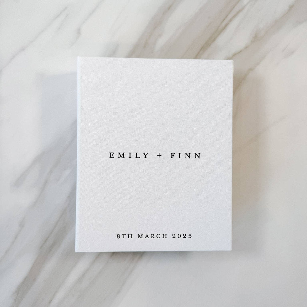 Personalised Wedding Photo Album White Linen Design