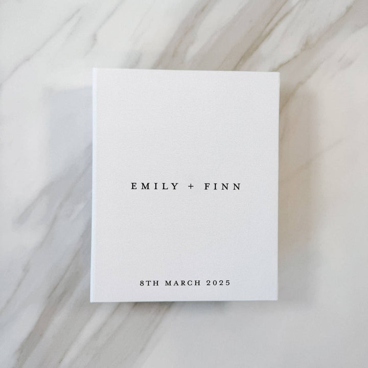 Personalised Wedding Photo Album White Linen Design