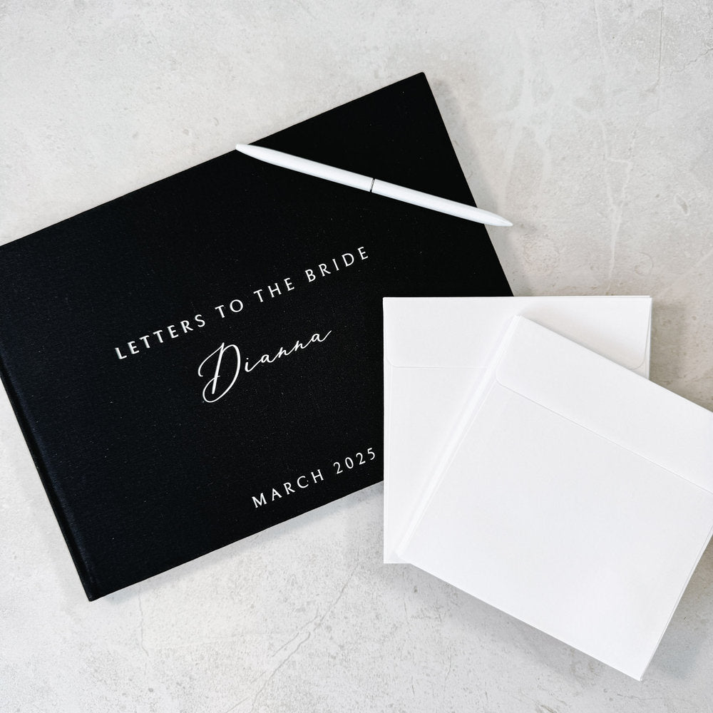 Letters To The Bride Bundle - Elegant Wedding Guest Book Bundle With Envelopes & Pen