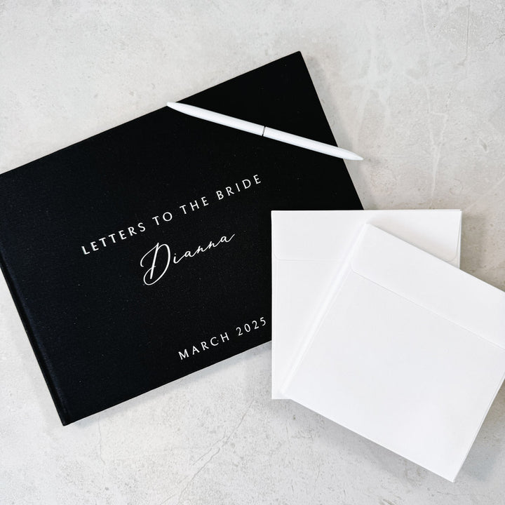 Letters To The Bride Bundle - Elegant Wedding Guest Book Bundle With Envelopes & Pen