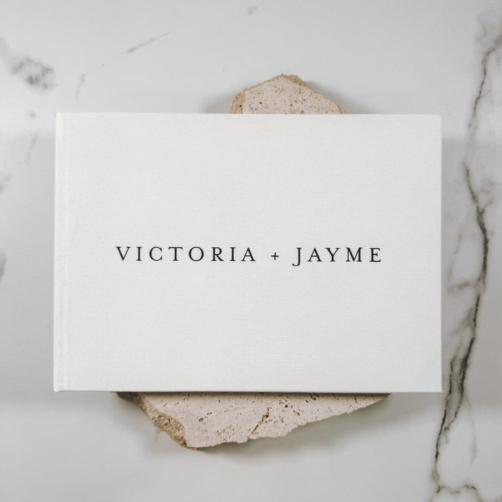 Personalised wedding guest book linen cover