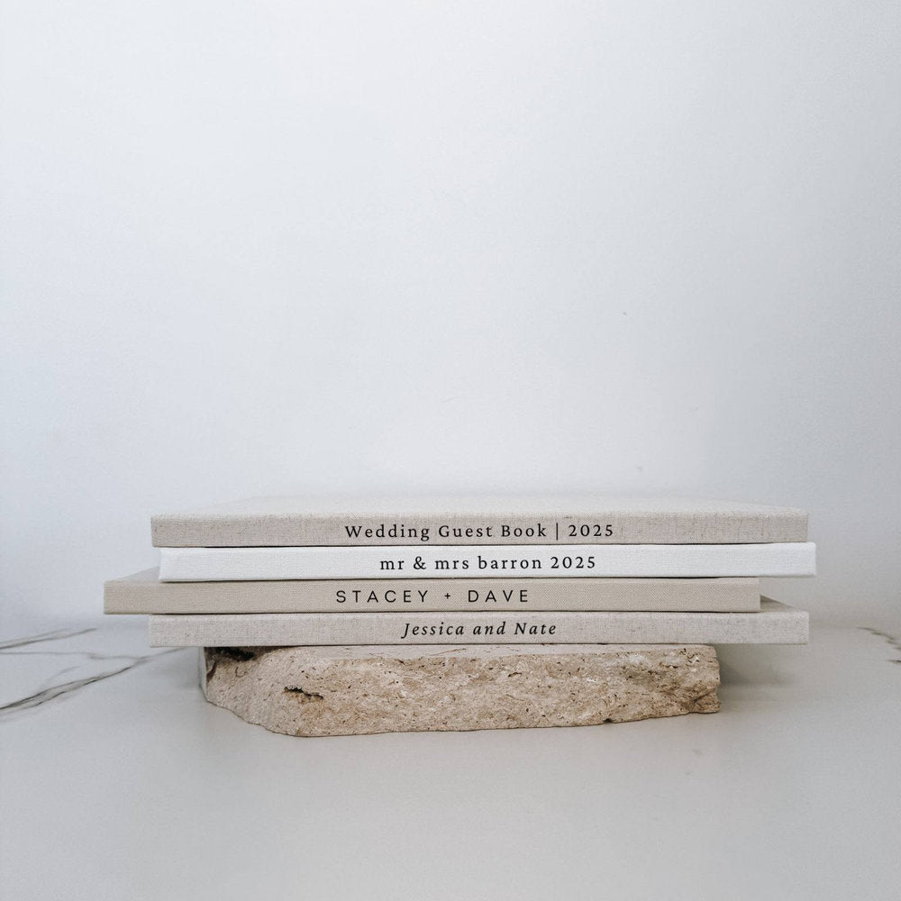 Custom Wedding Guest Book - Linen Portrait D11